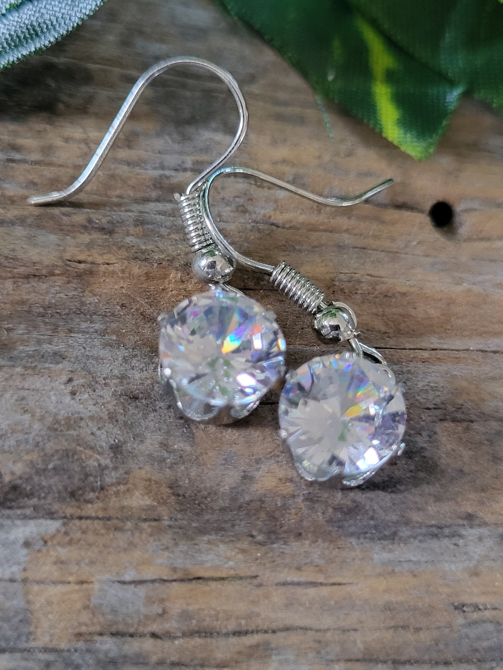 Silver Tone Clear Crystal Drop Earrings